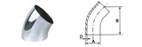 不锈钢卫生管件-45度焊接弯头
